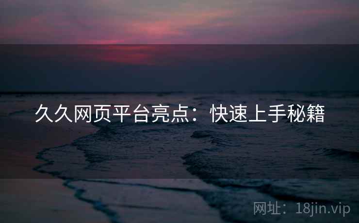 久久网页平台亮点：快速上手秘籍